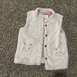 Cozy Fleece Vest with Cat Embroidery